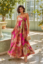Robe longue bandeau évasée | Photo lifestyle | Lounelle Paris