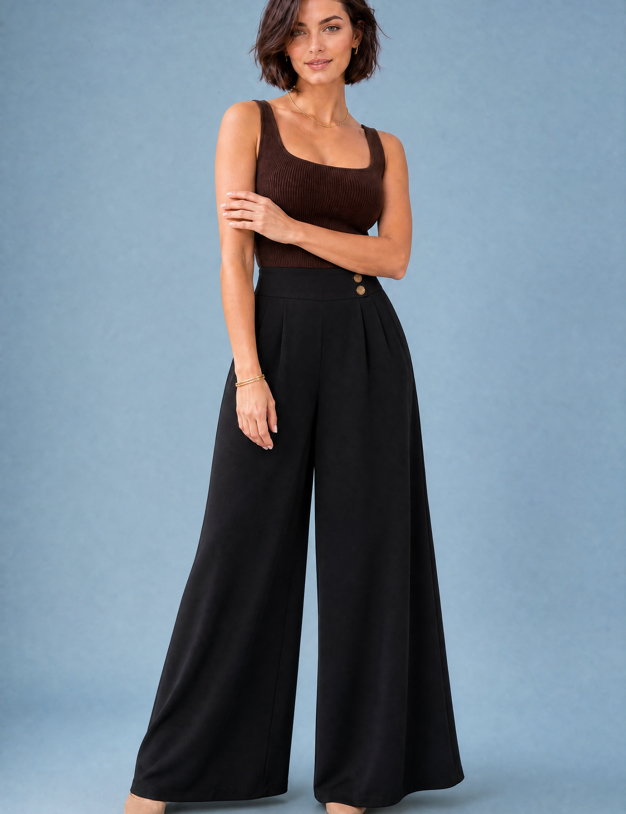 Pantalon palazzo fluide | Variante Noir | Lounelle Paris