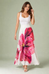 Pink Floral Print Maxi Skirt