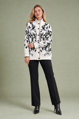 Jacquard High-Neck Cardigan