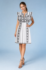 White embroidered ruffle dress