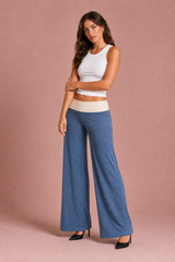 Brown low-rise wide-leg pants