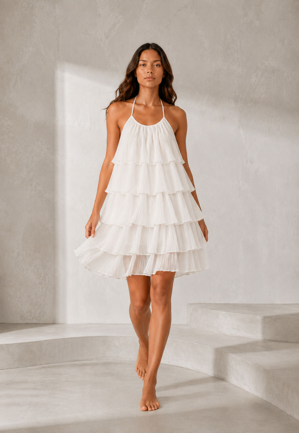 Robe blanche col halter dos nu | Lounelle Paris