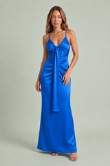 Draped V-Neck Maxi Dress
