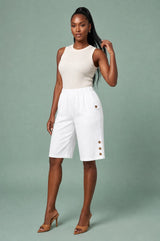 High-Waisted Straight Bermuda Shorts