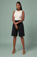 High-Waisted Straight Bermuda Shorts