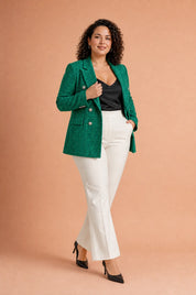 Blazer croisé en tweed | Porté sur une silhouette plus ronde | Lounelle Paris