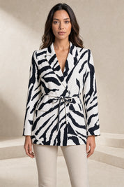 Blazer zébré col V ceinturé | Lounelle Paris