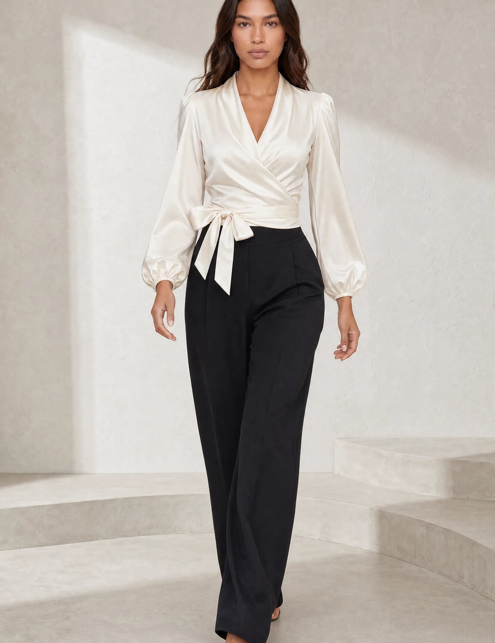 Blouse satinée cache-cœur | Lounelle Paris
