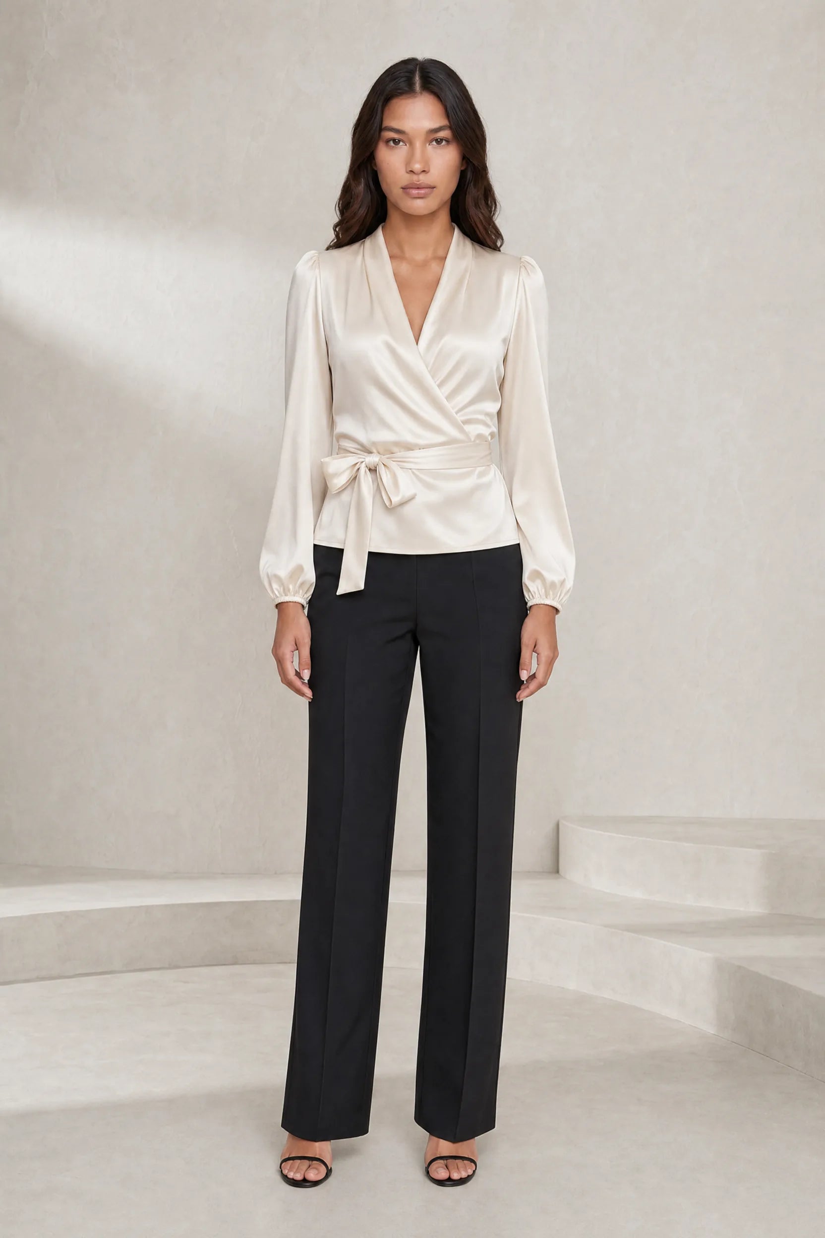 Blouse satinée cache-cœur | Lounelle Paris