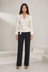 Blouse satinée cache-cœur
