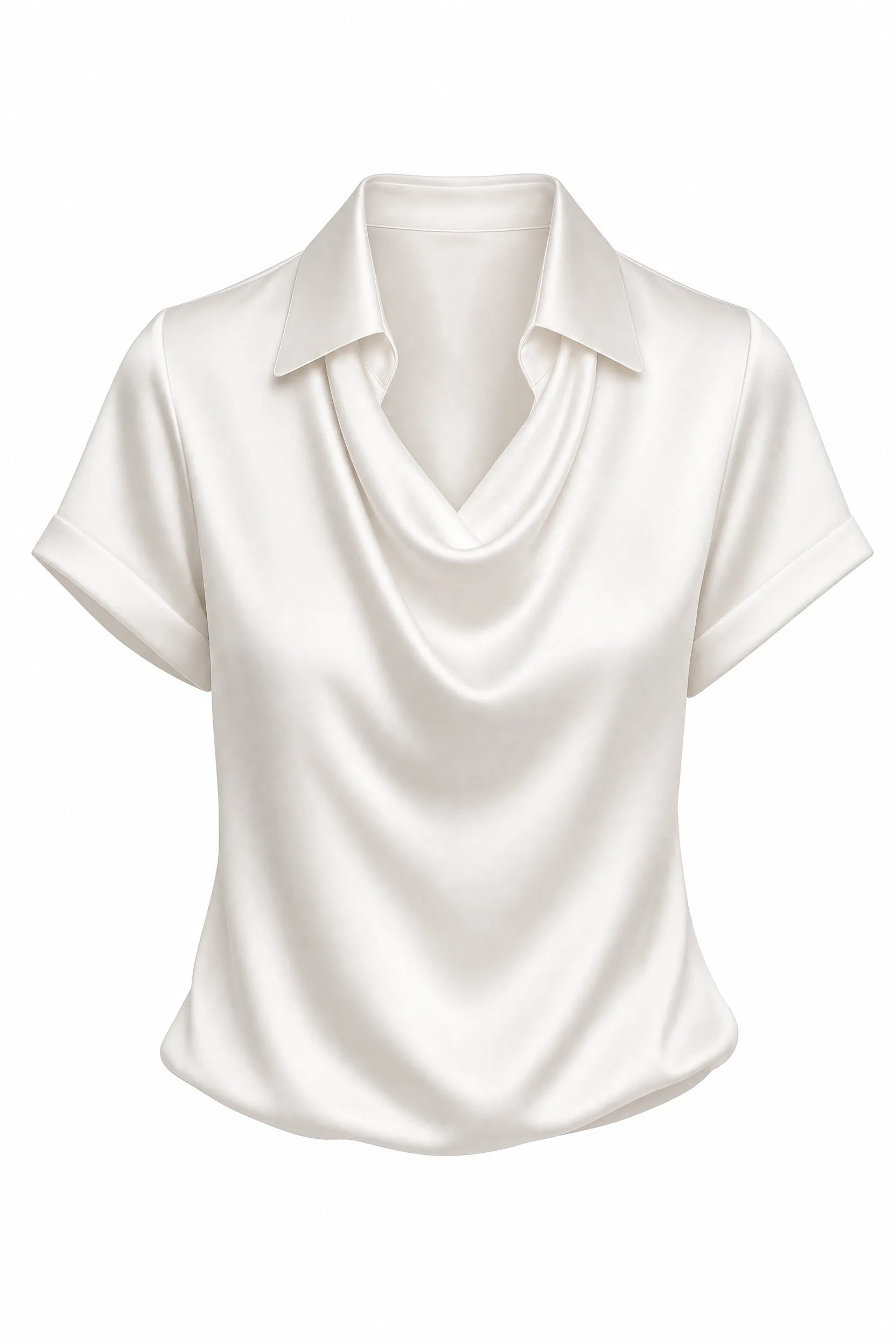 Blouse satinée encolure drapée | Lounelle Paris