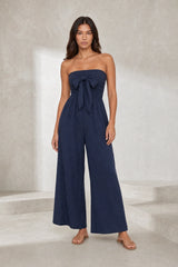 Combinaison bleu marine bandeau dos nu