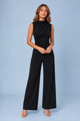 Cowl-Neck Wide-Leg Jumpsuit