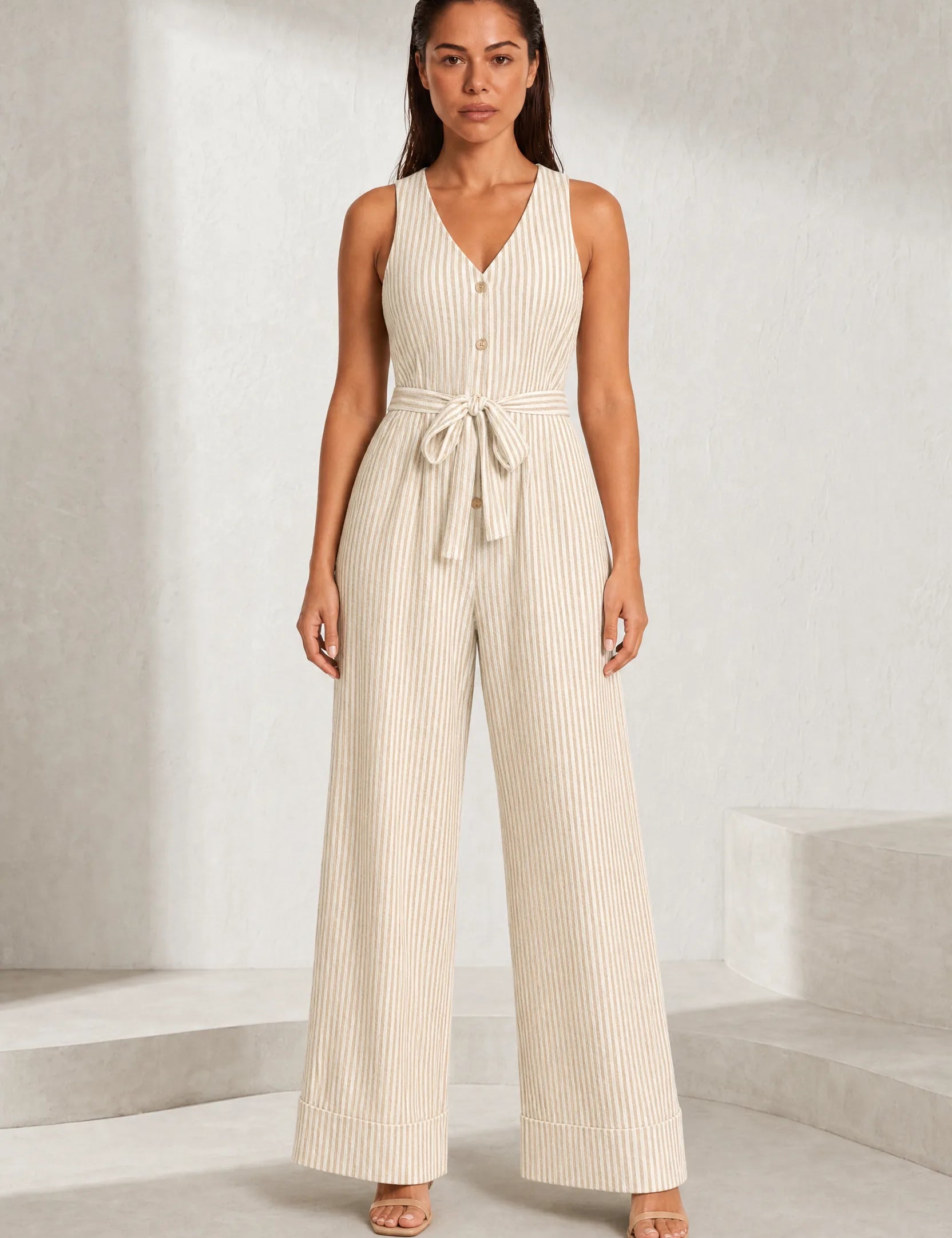 Combinaison rayée col V | Lounelle Paris