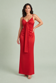 Draped V-Neck Maxi Dress
