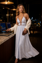 Robe longue rayée dos nu | Deuxième photo lifestyle | Lounelle Paris
