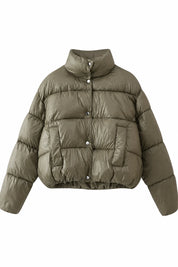 Doudoune olive matelassée col montant | Lounelle Paris