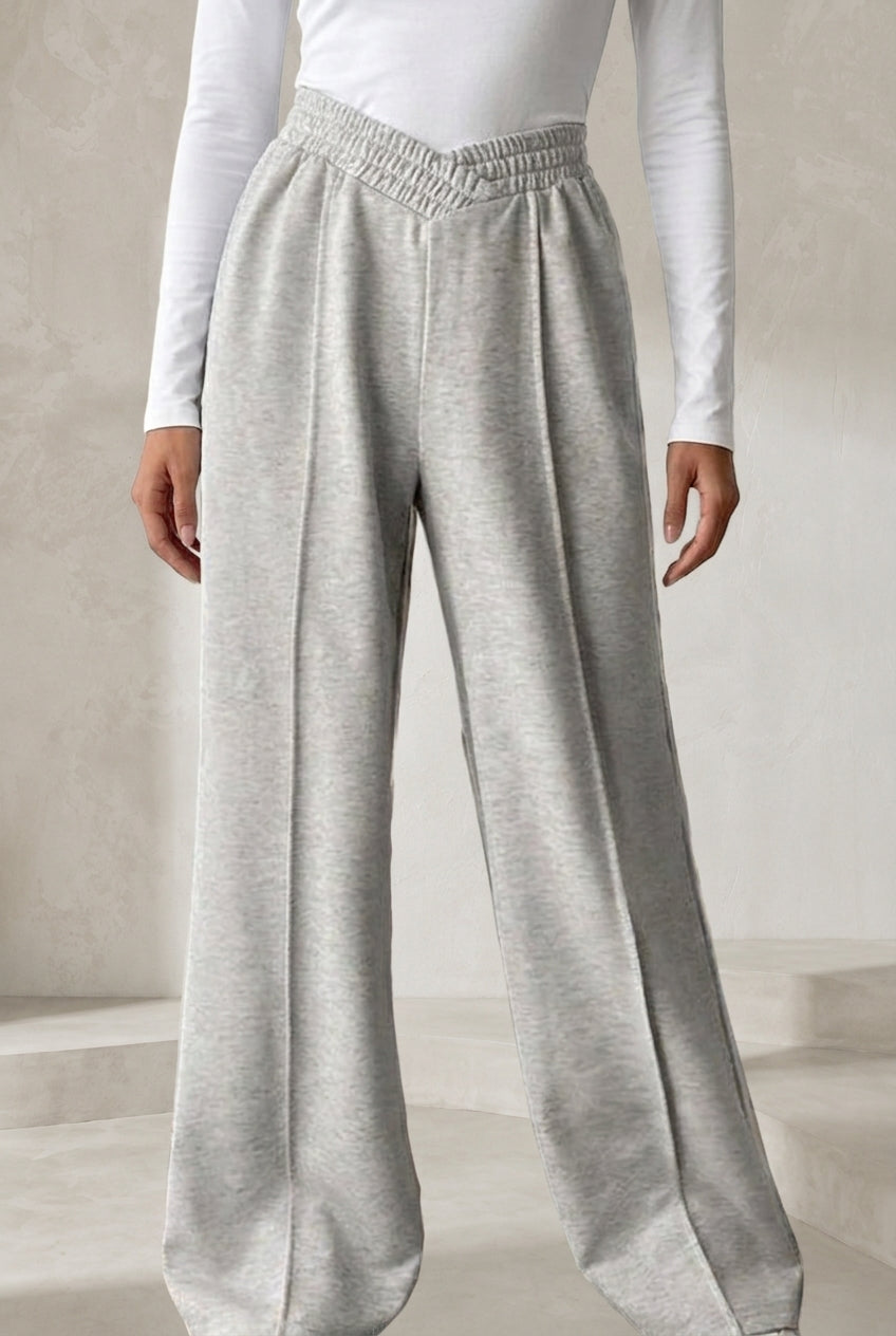 Pantalon large taille élastique en V | Lounelle Paris
