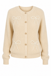 Gilet beige clair à nœuds | Lounelle Paris