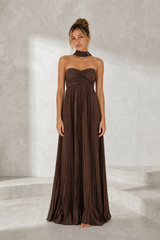 Backless Pleated Maxi Dress