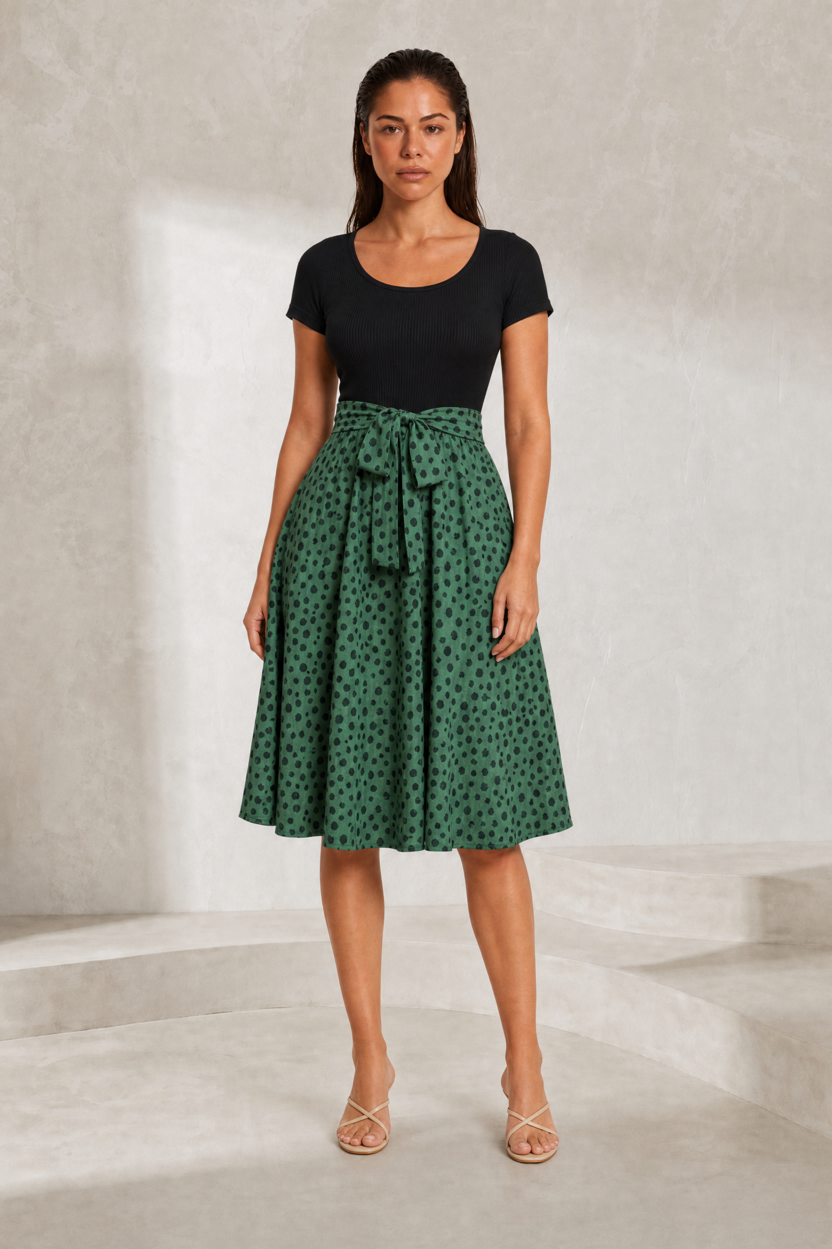 Robe bi-matière à pois | Lounelle Paris