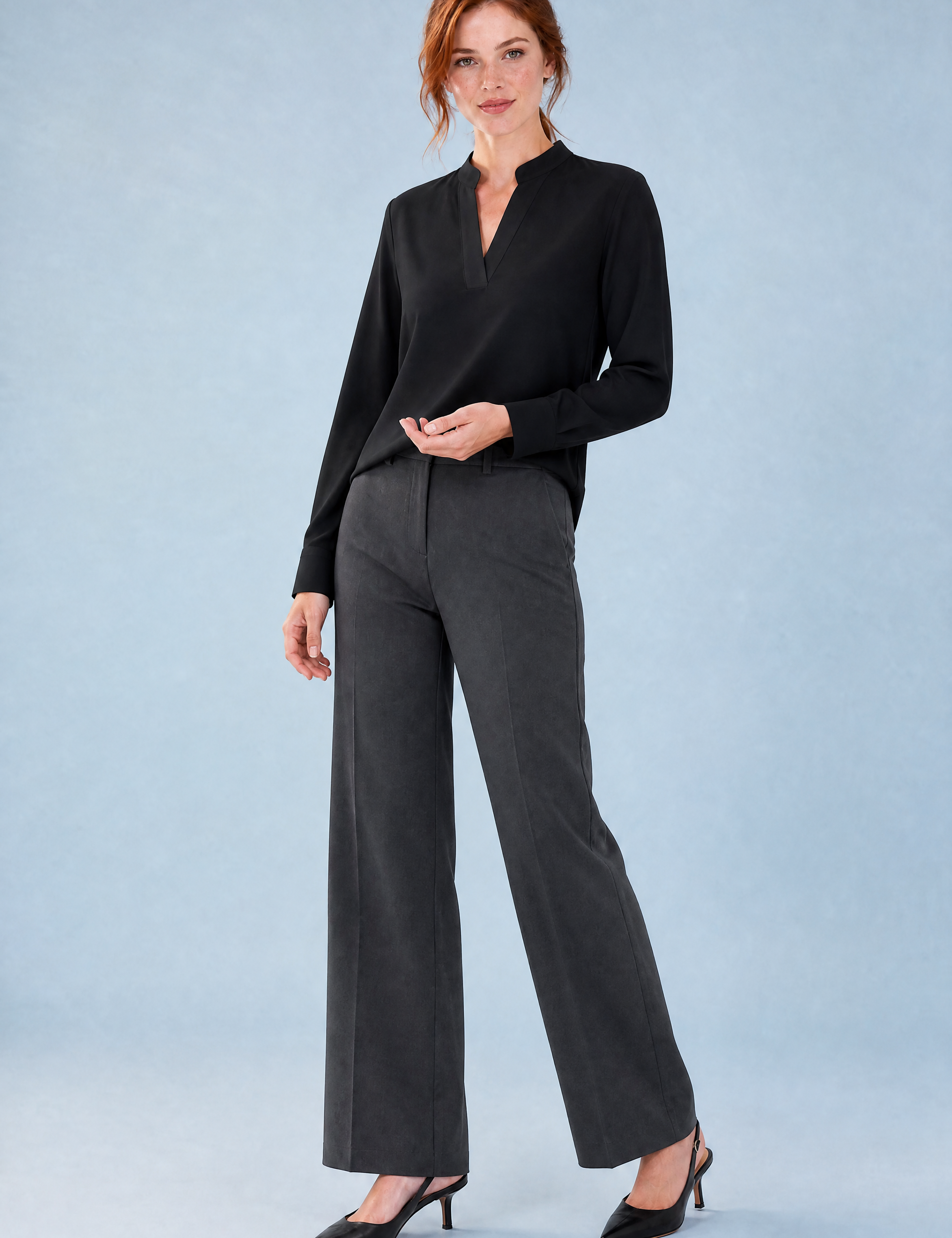 Blouse fluide col en V | Variante Noir | Lounelle Paris