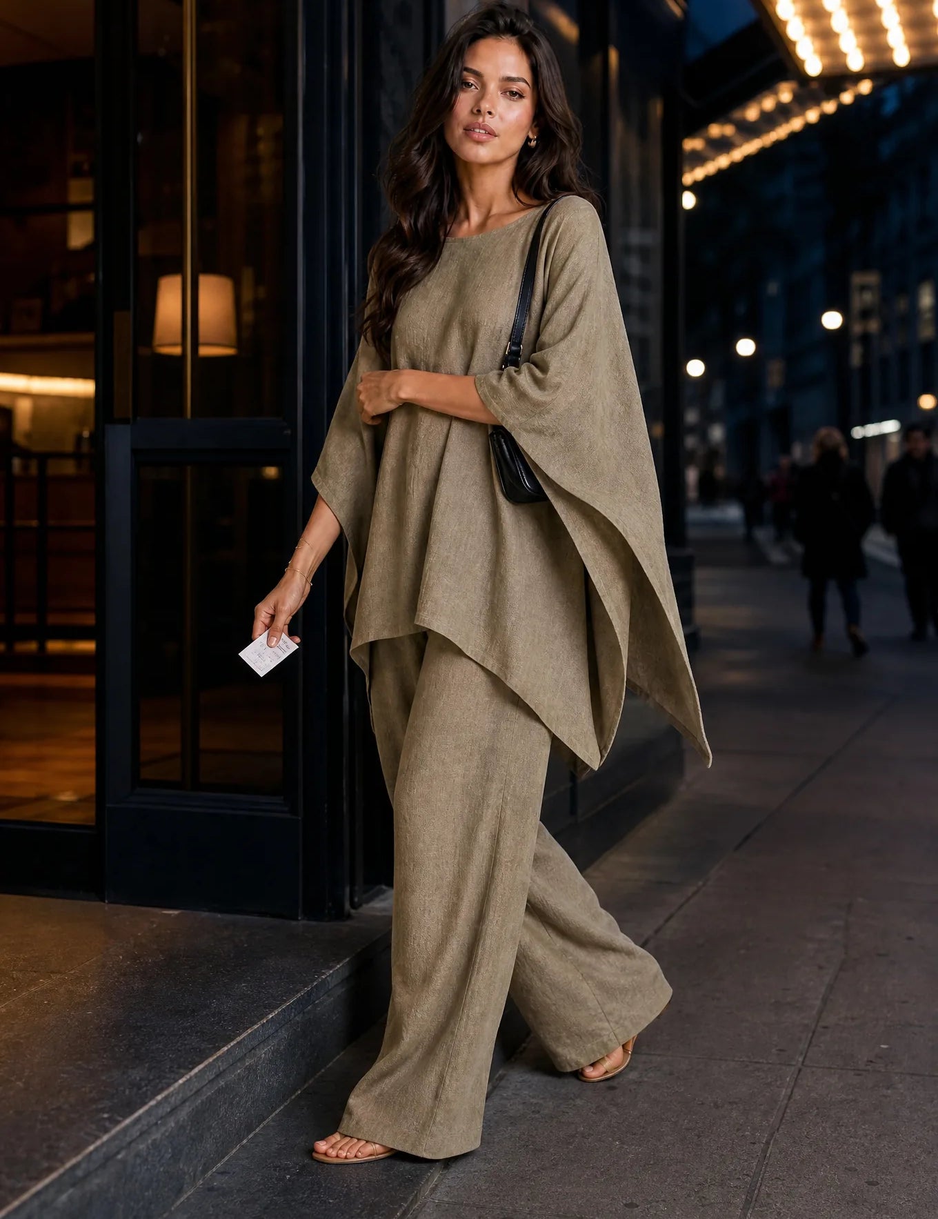 Ensemble ample col bateau | Variante Kaki - Lifestyle | Lounelle Paris