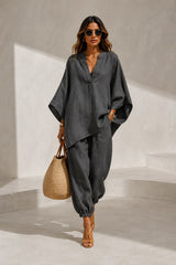 V-neck flowy set