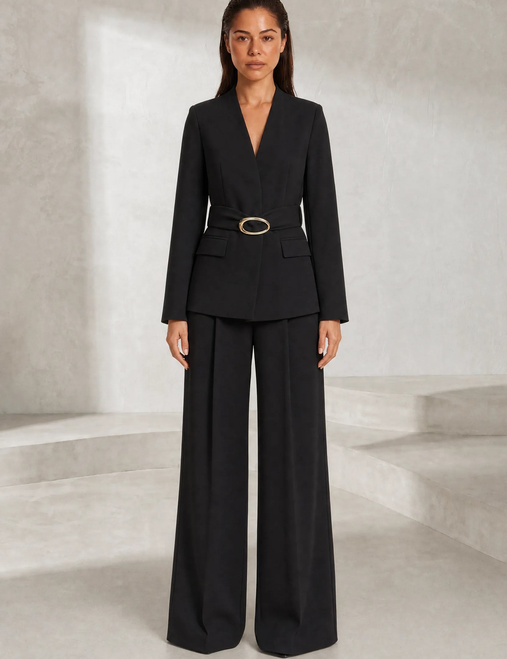 Ensemble noir ceinturé taille haute | Lounelle Paris