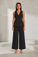 Ensemble noir col V taille haute