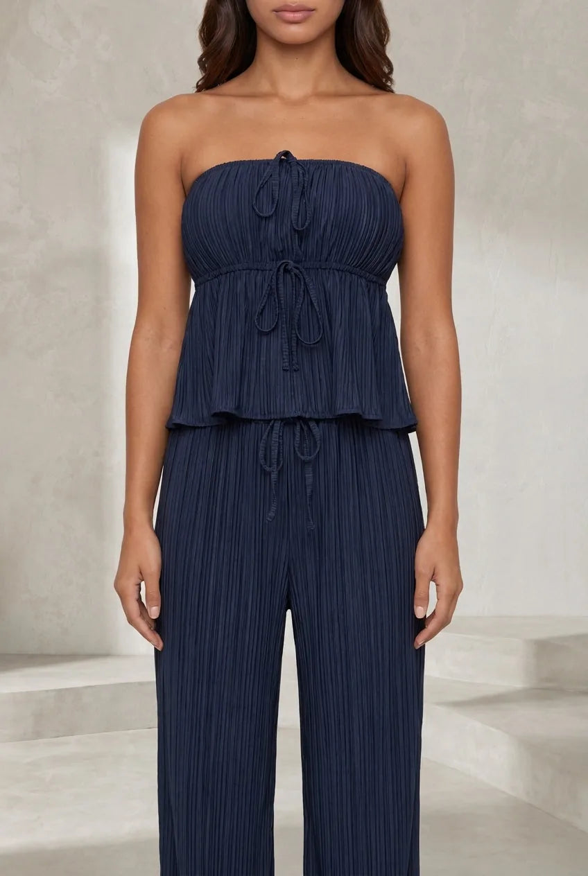 Ensemble pantalon large bustier volanté | Lounelle Paris