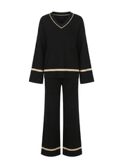 Ensemble pantalon noir bordures contrastées | Lounelle Paris