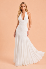 Backless Halter-Neck Maxi Dress