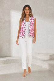 Gilet matelassé imprimé col V | Lounelle Paris