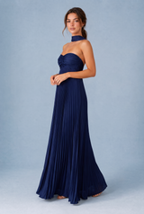Pleated Backless Maxi Dress