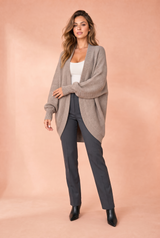 Mid-length ribbed knit cardigan