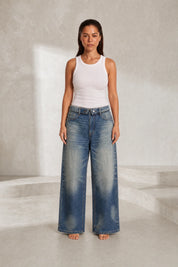 Jean bleu ample taille rabattable | Lounelle Paris