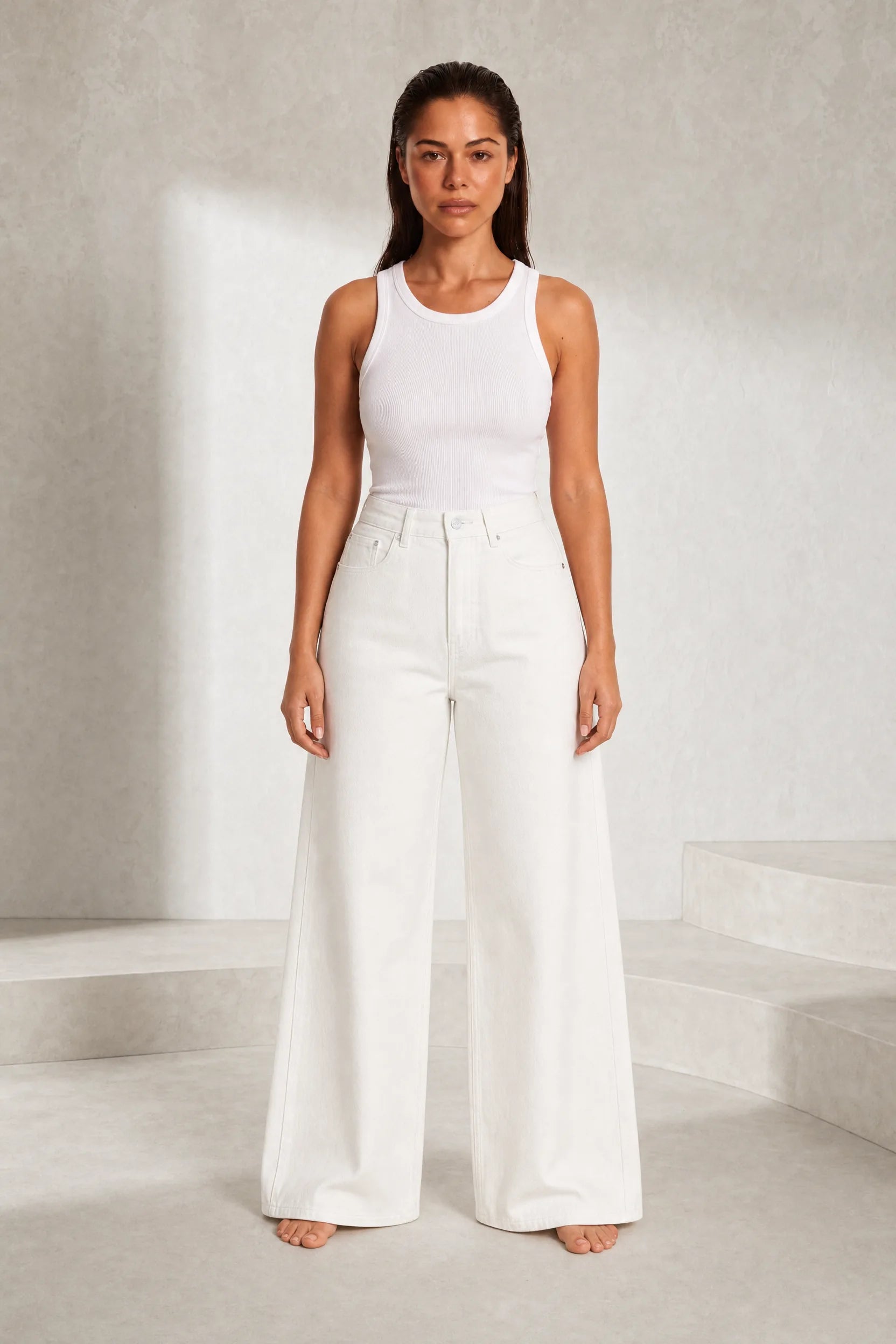 Jean taille haute jambe large | Lounelle Paris
