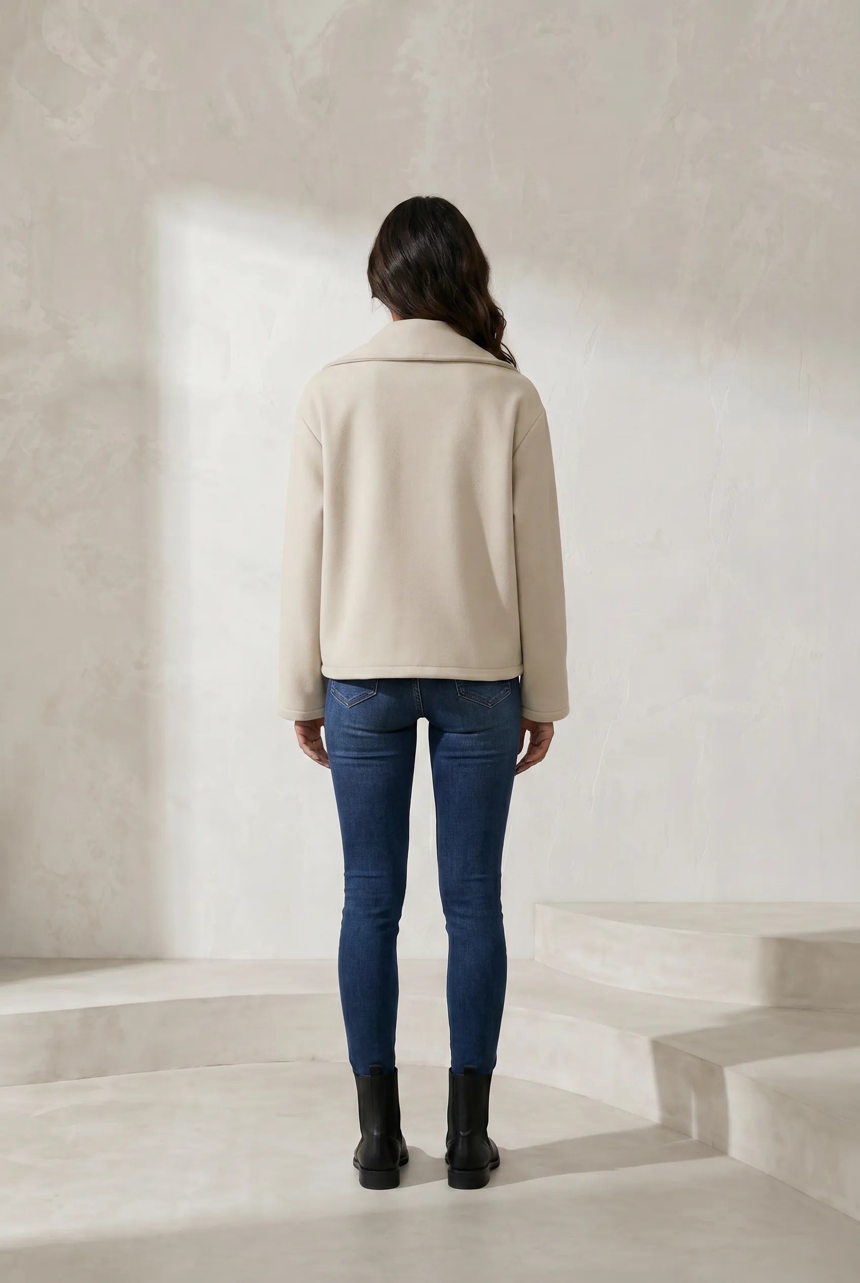 Manteau court écru double boutonnage | Lounelle Paris