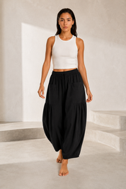 Pantalon large taille haute plissé | Lounelle Paris
