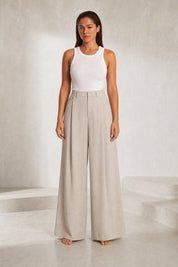 Pantalon beige large plissé | Lounelle Paris