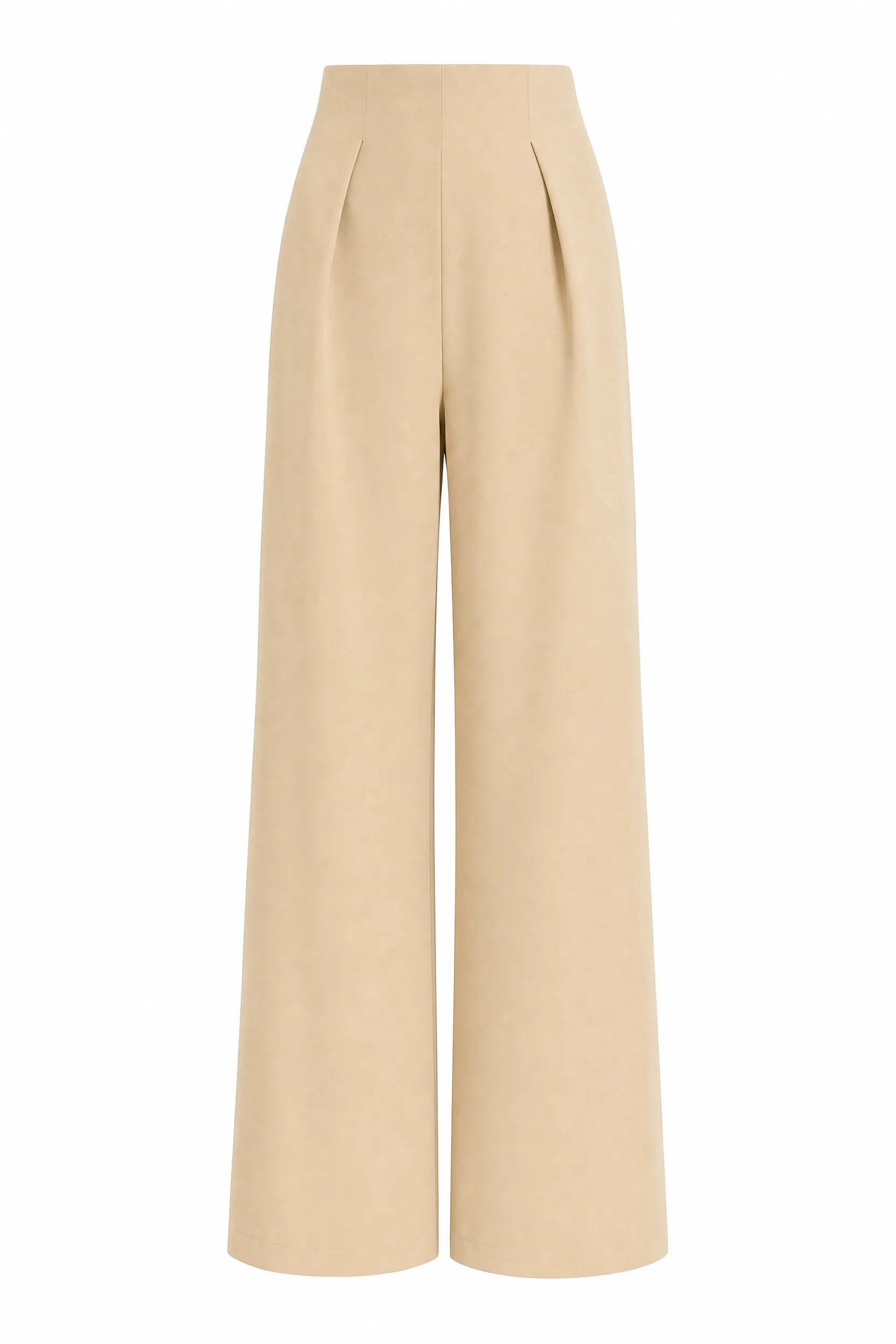 Pantalon beige taille haute jambes larges | Lounelle Paris