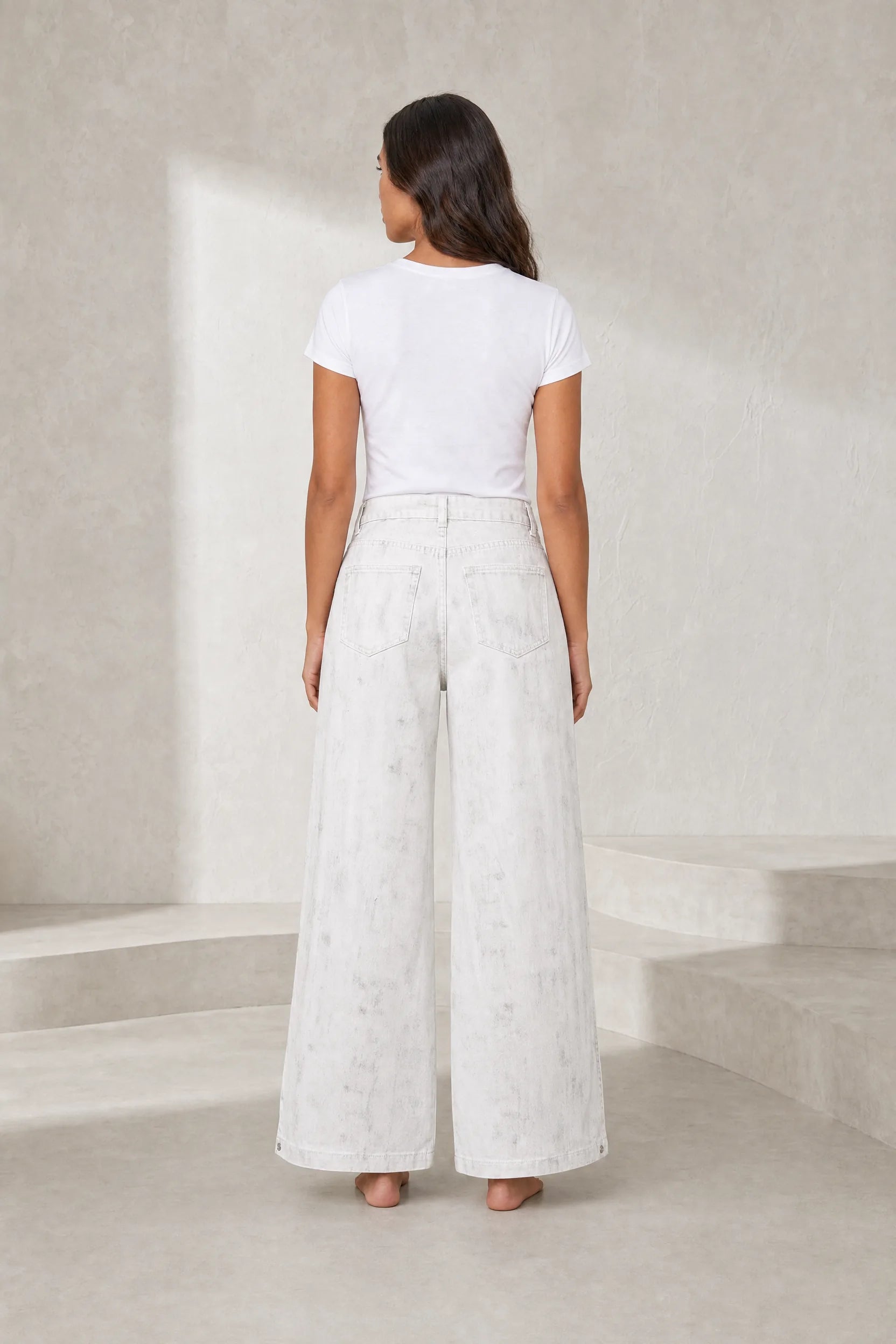 Pantalon blanc ample effet délavé | Lounelle Paris