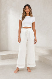 Pantalon blanc taille haute dentelle | Lounelle Paris