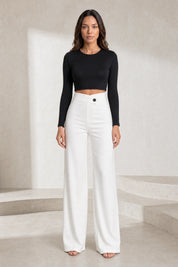 Pantalon fluide taille haute ceinture croisée | Lounelle Paris