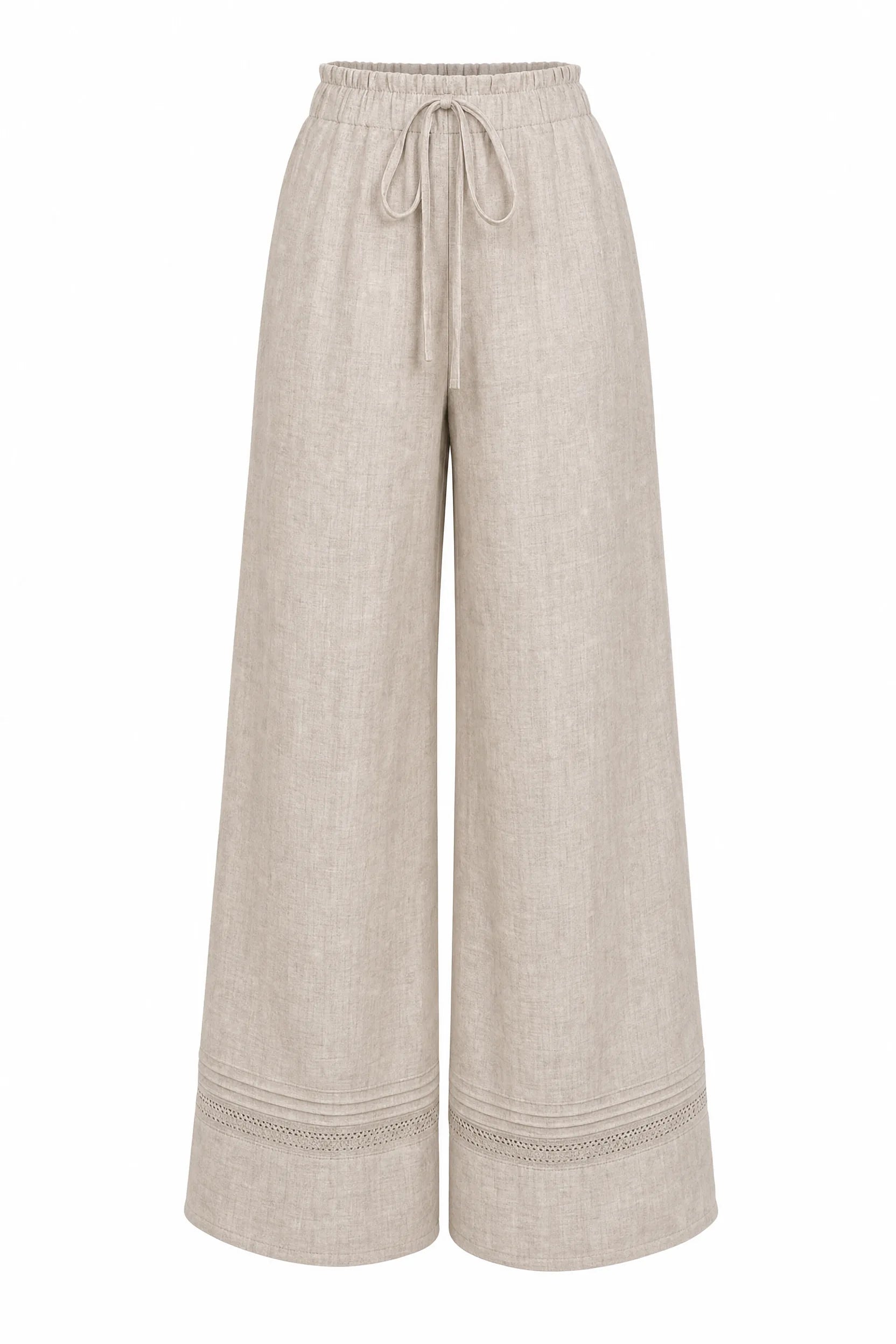 Pantalon large beige taille haute | Lounelle Paris