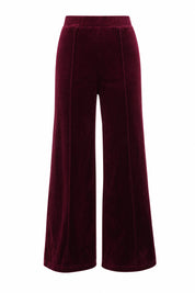 Pantalon large bordeaux taille haute en velours | Lounelle Paris