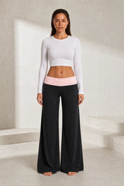 Pantalon large marron taille basse | Lounelle Paris