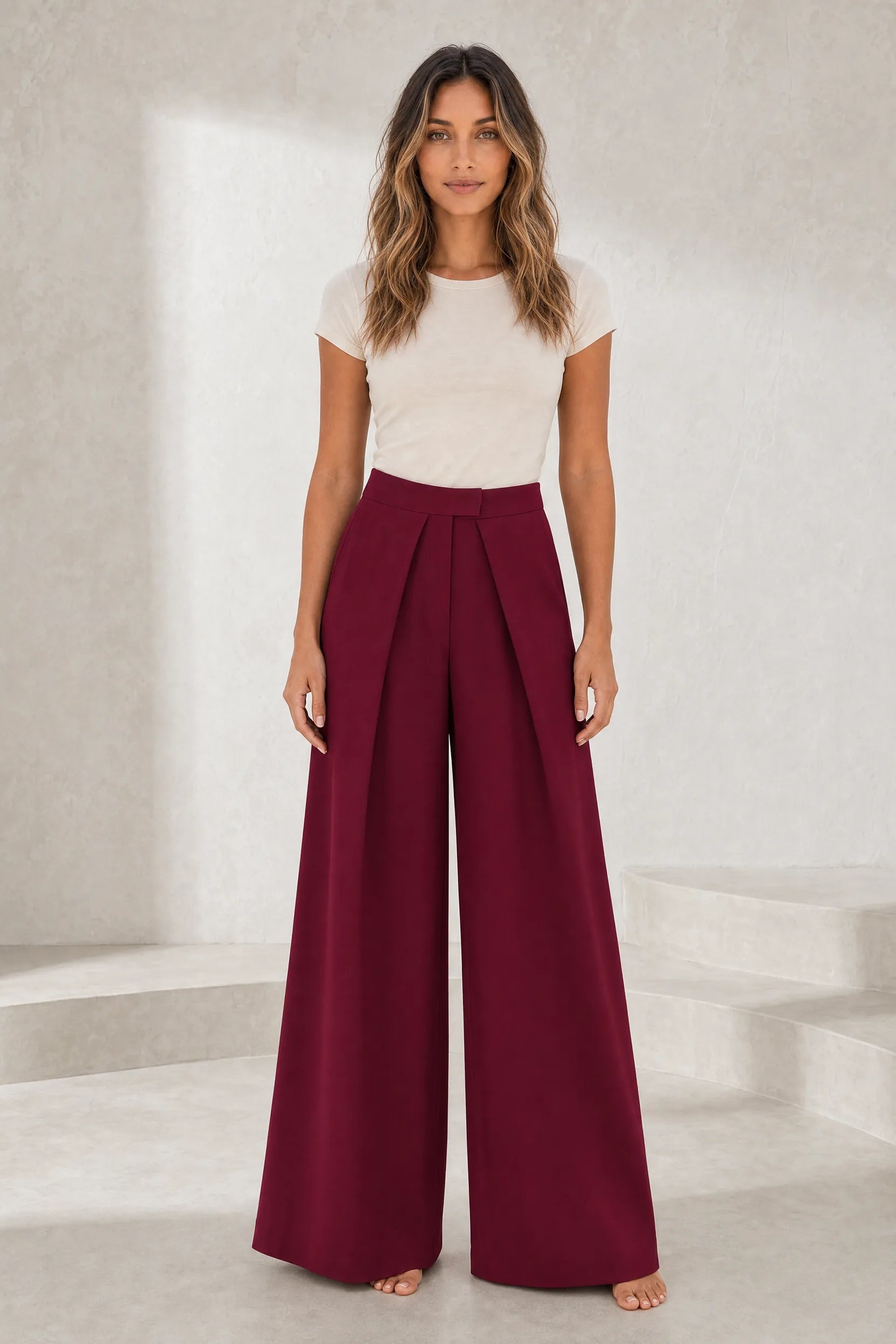 Pantalon large noir plis devant | Lounelle Paris